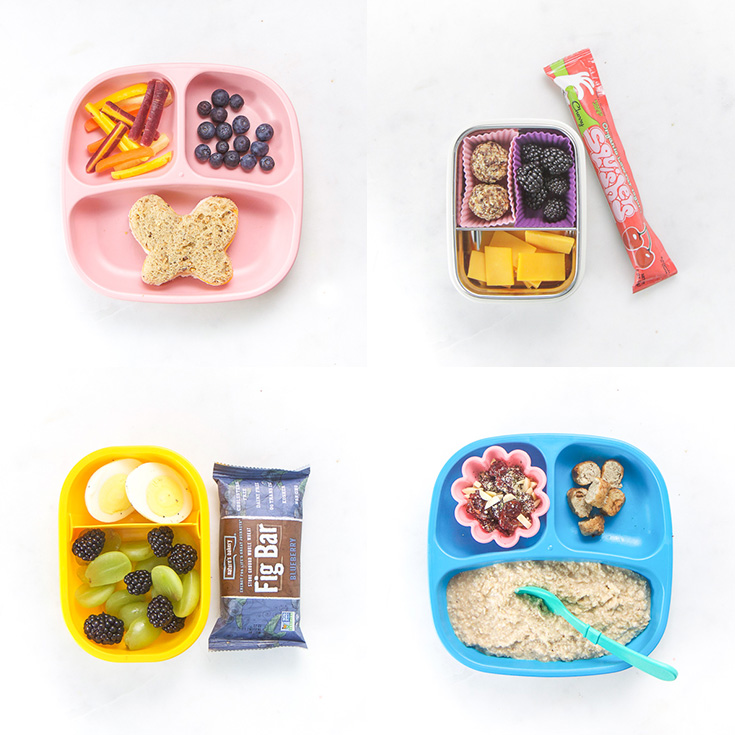 健康小孩膳食想法的拼贴画早餐，午餐，晚餐和小吃。
