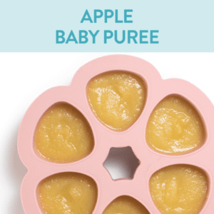 Apple Baby果泥 - 带苹果的粉红色婴儿食品储物冷冻冰箱容器。