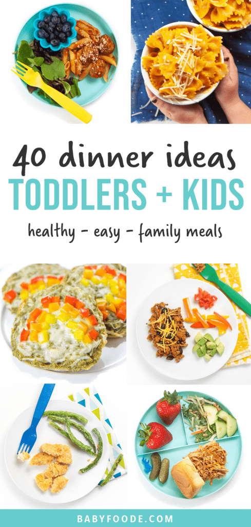 邮政图形 - 幼儿和孩子的40个晚餐想法 - 健康 - 简单 - 家庭用餐。盘子上的图像为整个家庭提供了餐点。