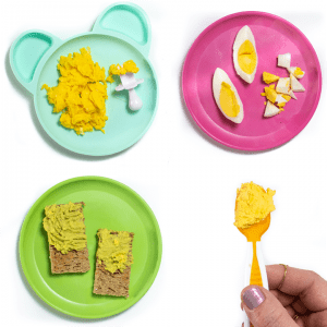 鸡蛋食谱的4个图像网格婴孩的婴孩在五颜六色的板材bob电竞网页。