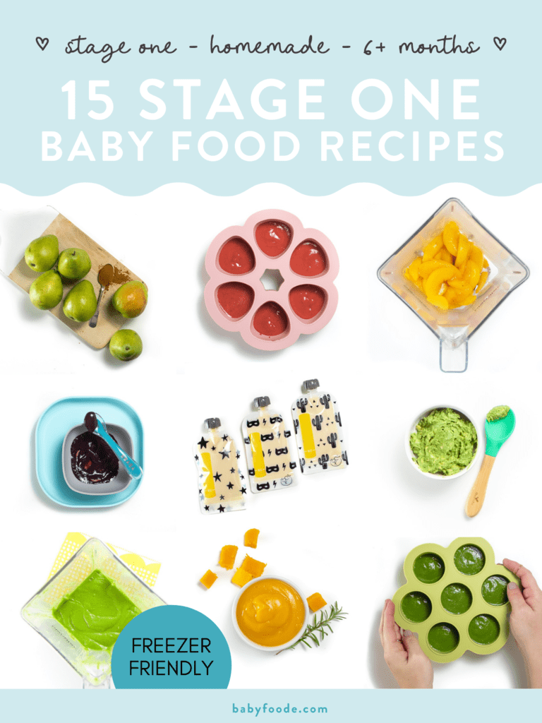 15阶段的一台婴儿食品食谱的图形，带有煮熟的婴儿食品的图像。bob电竞网页