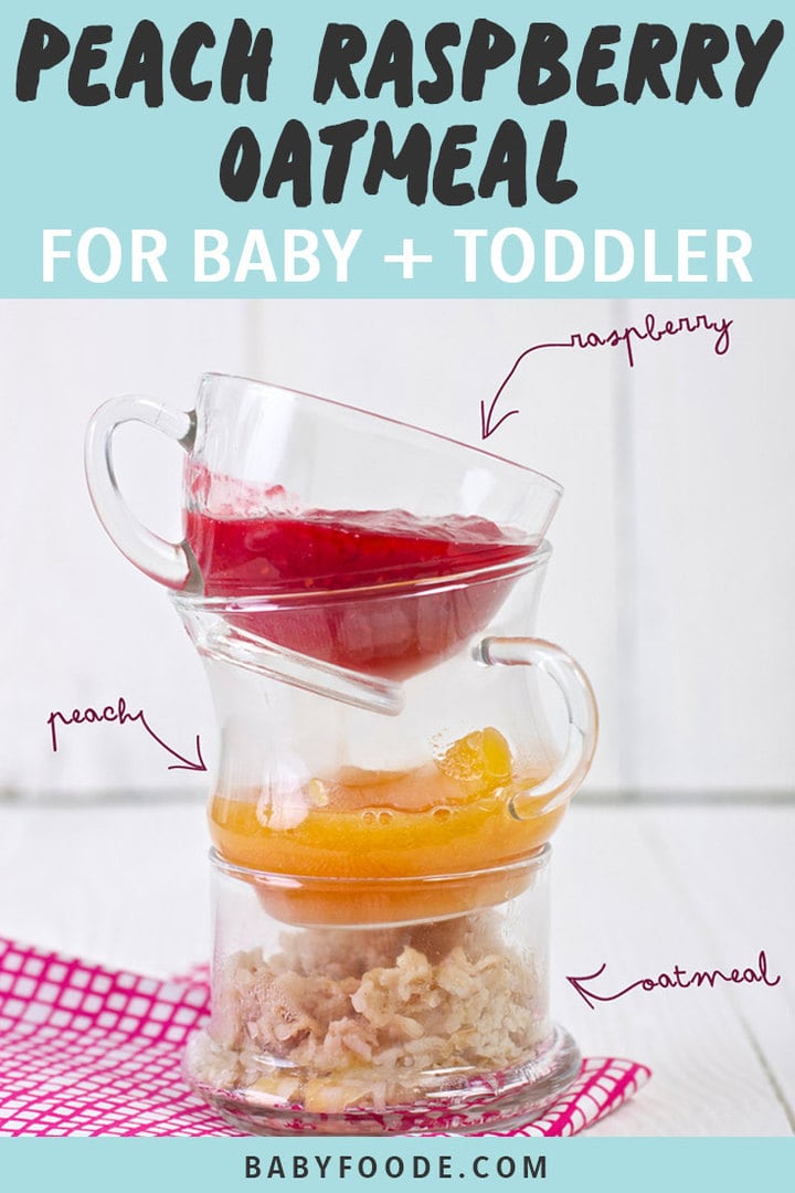 图形Post-Peach,RaspberryOatmeal为Baby+Todler图像由堆叠杯子和燕麦组成