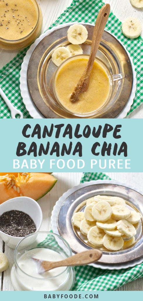 图片Post-Cantaloupe香蕉Bob电竞竞猜小清晰碗装满自制婴儿食品净化物, 另一幅图片则显示产品在白板上扩散