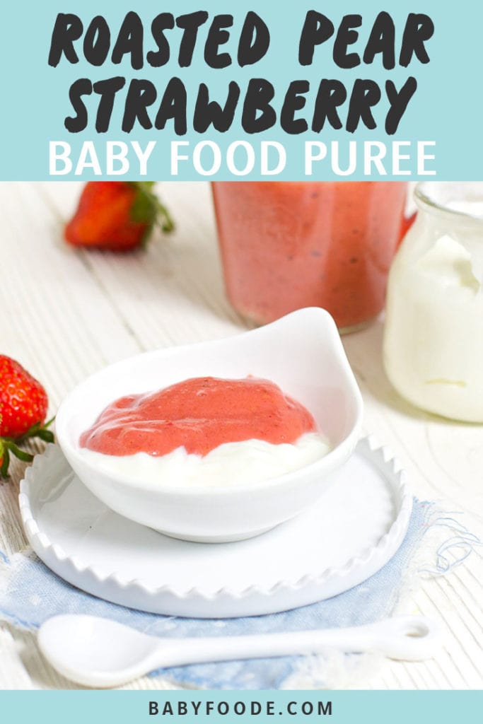 图形Post-烧梨草莓婴儿食品净化小白碗装满自制草莓梨子