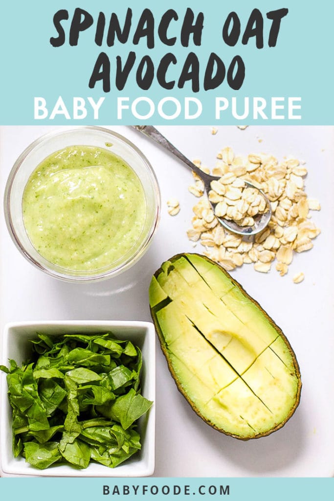 图形文章-spinachOat和Avocado婴儿食品PureeBob电竞竞猜图片显示白切板上产物扩散和小碗装卫生自制净化物