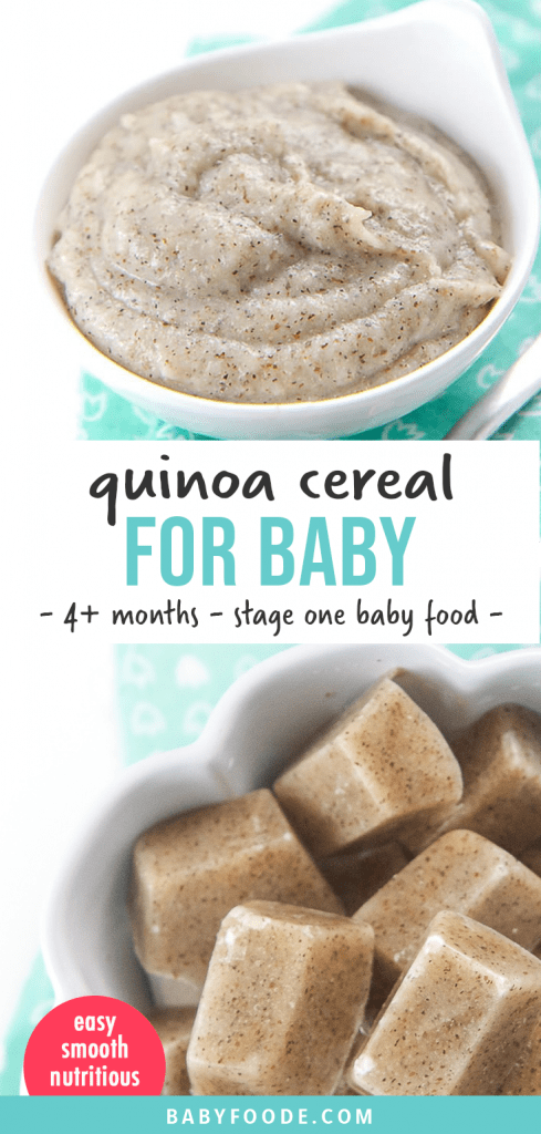 图片发布-Quinoa小婴儿谷类-4+月级图片显示小碗奎诺亚麦片供婴儿和冷冻立方体使用