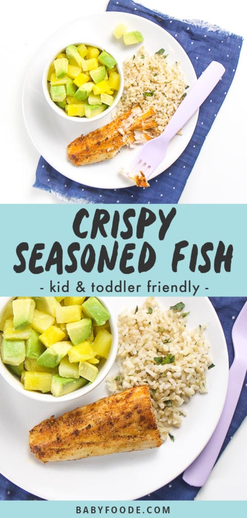 图形文章-文本读作Todlerss和Childs-Fish-家庭最喜爱-健康-易事圆白地图片中含有咸白鱼、米和菠萝沙拉