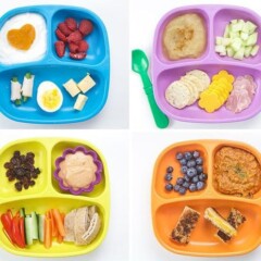 幼儿健康午餐的照片的网格。