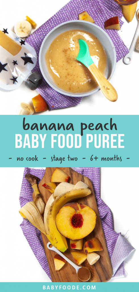 Post图形-香蕉桃小菜净化-不做饭-二至六+月图像传播一碗纯净婴儿和除此外的成份并装满纯净婴儿食品袋