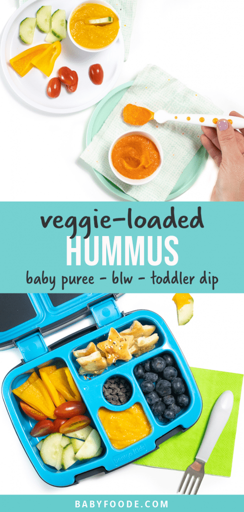 图形文章-Veggie加载hummus-Bea Prane-blw-tdlerde图片显示如何向Beby或Toddler提供配方,并装在bento盒中