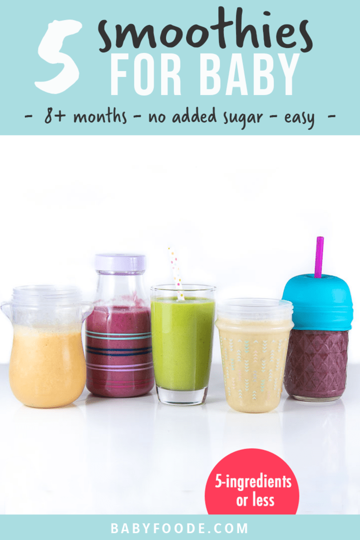 图形文章-5小片-8个月加糖-零加糖-简单-5小词图片显示一排婴儿appy杯装健康冰沙