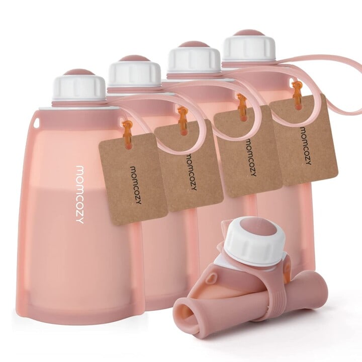 粉色硅酮可复用母乳存储袋