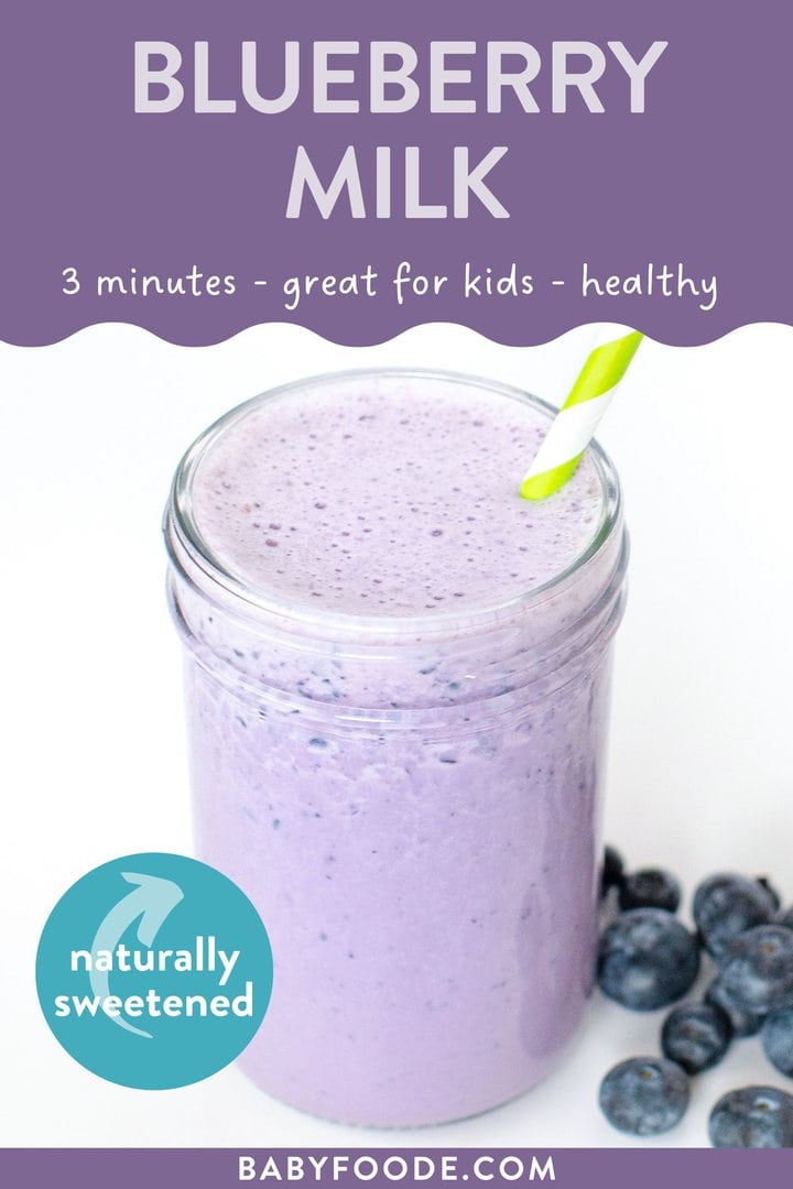 图片发布-蓝莓牛奶3分钟,对孩子们很好,健康自然调味图片显示清玻璃杯装满蓝莓牛奶,蓝莓散居底部