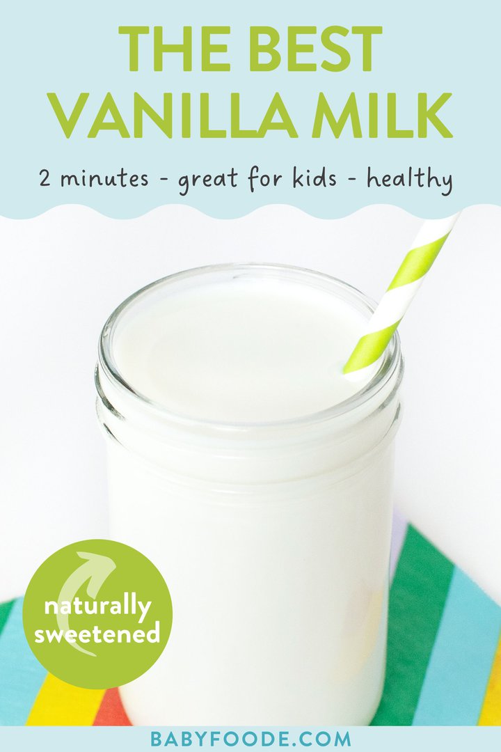 图形文章-最佳香草牛奶-2分钟优待-孩子们-健康-自然调味图片显示清玻璃杯加香草牛奶加彩色餐巾和条纹稻草